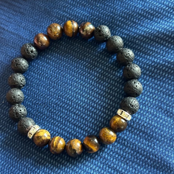 Tiger Eye and Lava Stone Bracelet - Picture 1 of 1